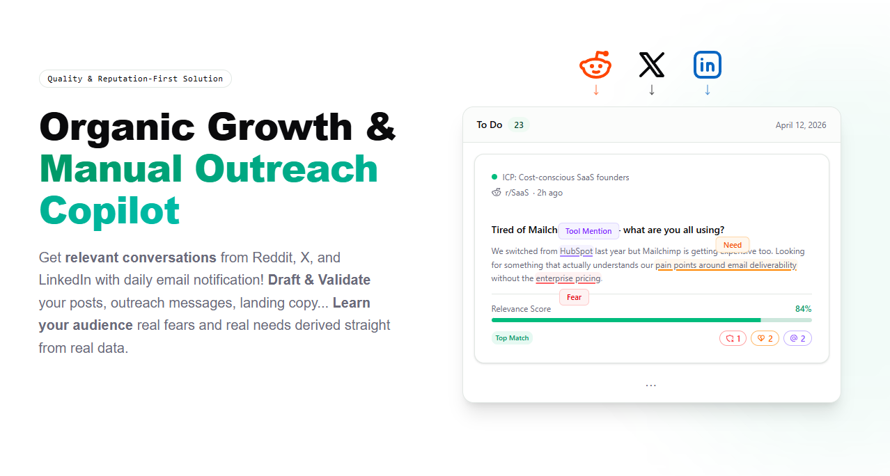 Leads with Context from Reddit, X, and LinkedIn